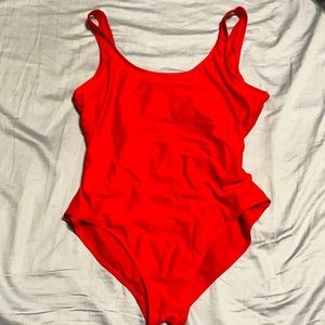 Red high waisted one piece